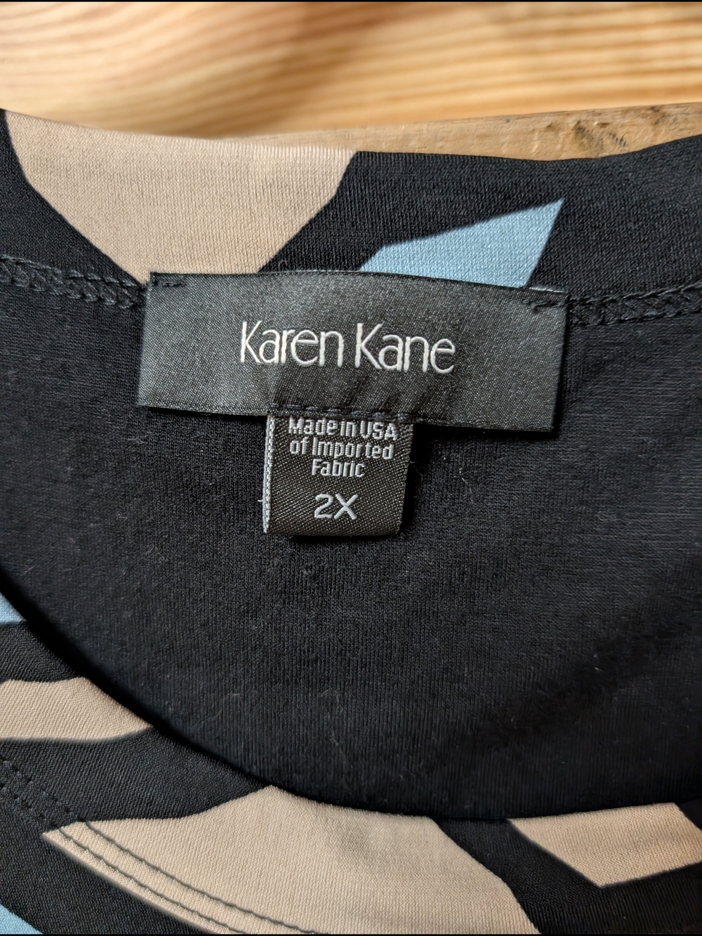 Karen Kane Black, Light Blue & Tan Geometric Midi Dress - Picture 2 of 3